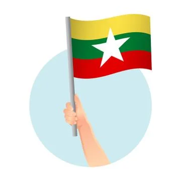 Burma flag in hand icon Stockillustratie