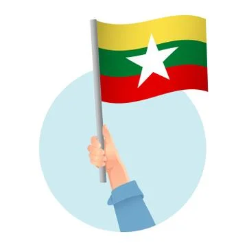 Burma flag in hand icon 스톡 일러스트