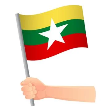 Burma flag in hand Stock Illustration