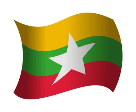 Burma flag waving in the wind イラスト素材