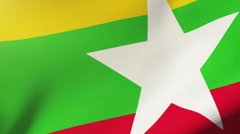 Burma flag waving in the wind. Looping sun rises style.  Animation loop Video stock 48958259