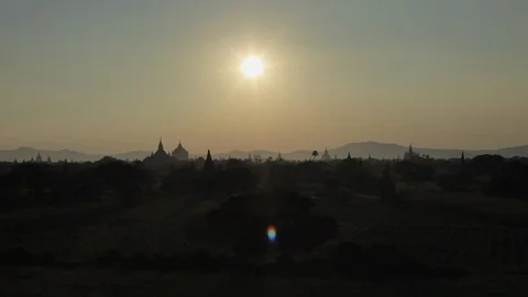 Burma landscape, sunset, pagoda Stock Footage 102632432