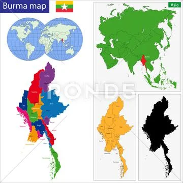 Burma map Stock Illustration