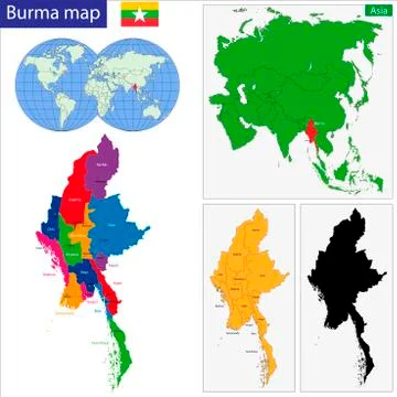 Burma map Stock Illustration