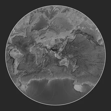 Burma tectonic plate. Grayscale. Lagrange Oblique. Stock Illustration