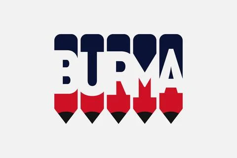 Burma text with Pen symbol creative ideas design. Stock Illustration