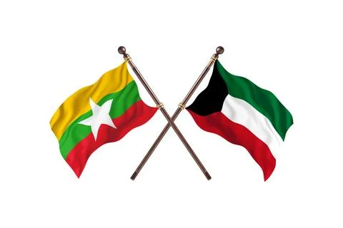 Burma Versus Kuwait  Two countries Flags background Stock Illustration