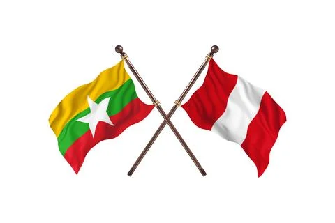 Burma Versus Peru Two countries Flags background Stock Illustration