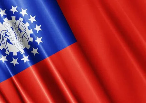 Burma waving flag close Stock Photos