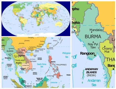 Burma &amp; World Stock Illustration