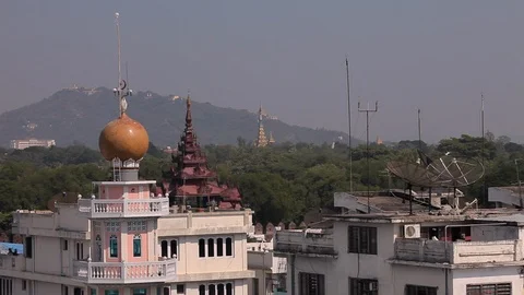 Burmese architecture, rooftops, Mandalay Stock Footage 102640459