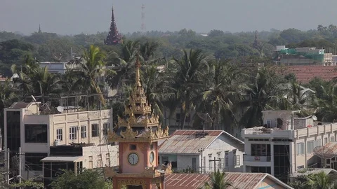 Burmese clocktower in Mandalay, Myanmar Stock Footage 102640426