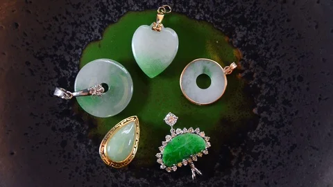 Burmese Jadite jade. Stock Footage 100188801