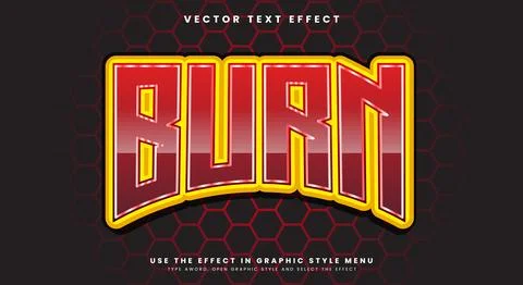 Burn 3d text style effect Stock Illustration