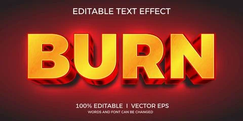Burn 3d vector text effect with modern style design Stock Illustration