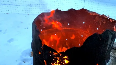 Burn Barrel in the Cold Slow Motion Stock Footage 123042630