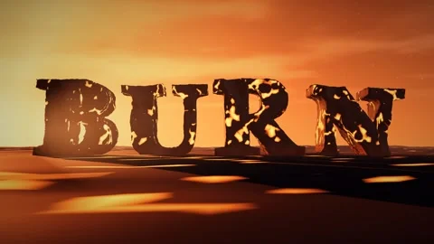 Burn Basalt Letters with Molten Lava Glowing in the Cracks on a Volcanic Plain Vídeos de archivo 342079041