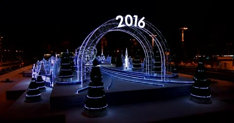 Burn bright shimmer of blue light decorations "Inspiration 2016" Stock Footage 67767129