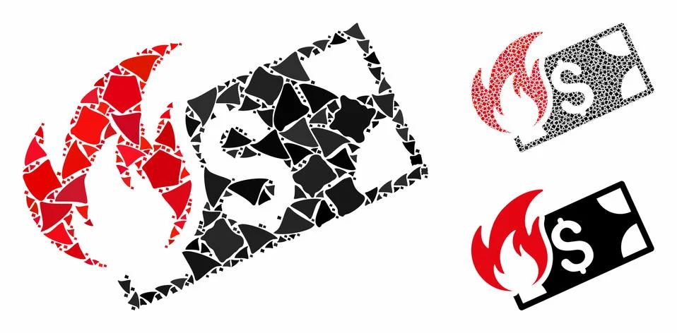Burn dollar banknote Composition Icon of Uneven Parts イラスト素材