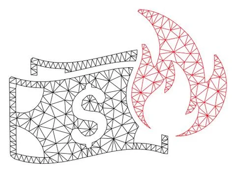 Burn Dollar Banknotes Polygonal Frame Vector Mesh Illustration イラスト素材