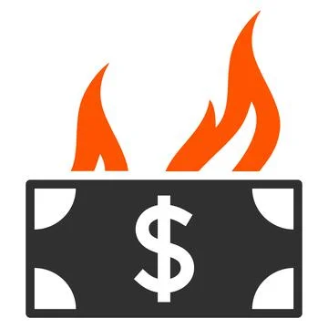 Burn Dollar Bill Flat Icon Vector Stock Illustration