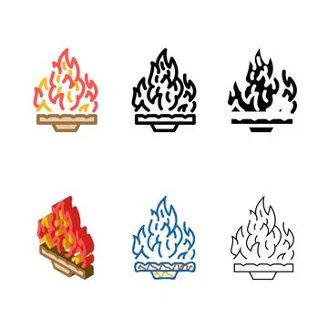 Burn fire color icon vector variations イラスト素材