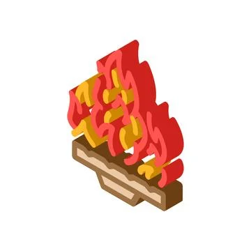 Burn fire isometric icon vector illustration Illustrazione stock