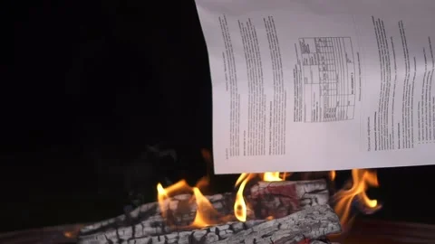 Burn in fire paper document. burn in fire paper document. Throw a piece Vídeo Stock 166016116
