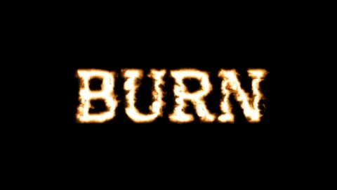 BURN Fire Text Typography Stock Footage 336837888