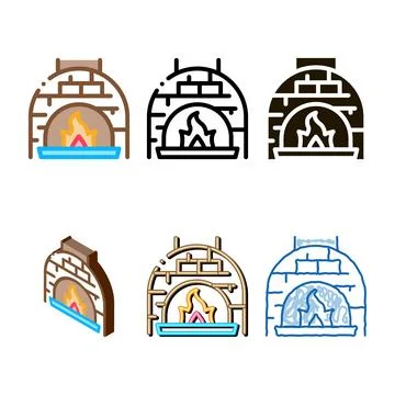 Burn flame oven icon types vector outline Stock Illustration