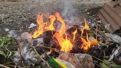 Burn garbage Stock Footage 301998336