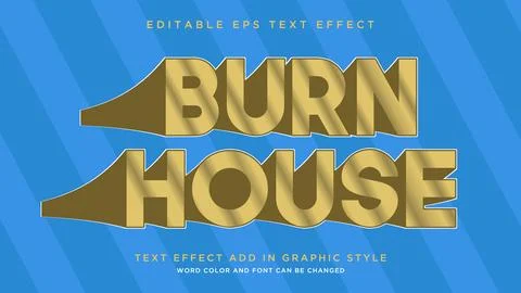 Burn House text effect style fully editable text effect style Illustrazione stock