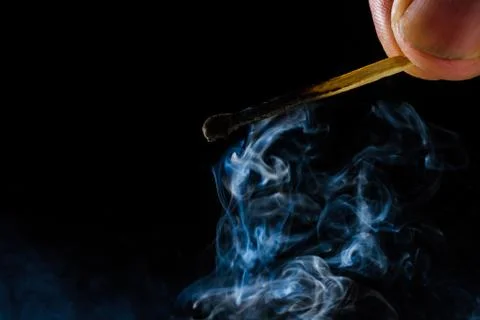 Burn match with smoke Stock Photos