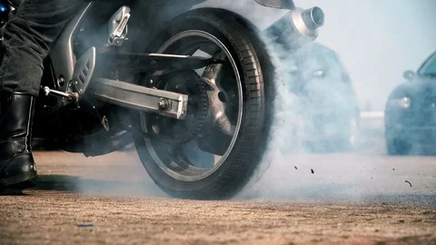 Burn out until tread end Stock-Footage 73534150