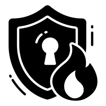 Burn Shield, Protection and security vector icons set cyber computer networ.. Stock Illustration