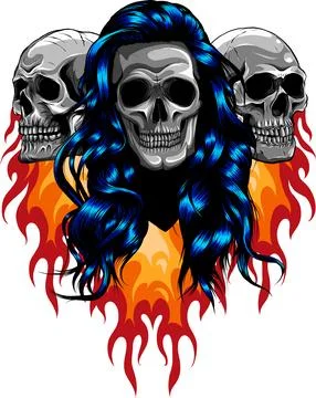 Burn skulls head design vector illustration on white background digital hand Stock Illustration