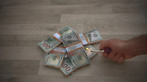 Burn Stack Dollar Stock Footage 272700676