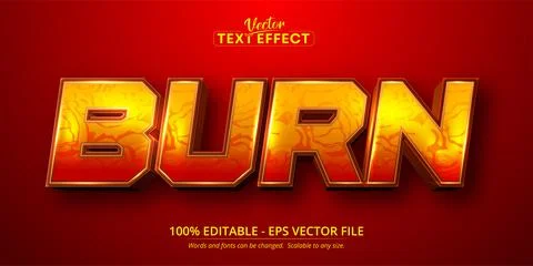 Burn text, cartoon style editable text effect Stock Illustration