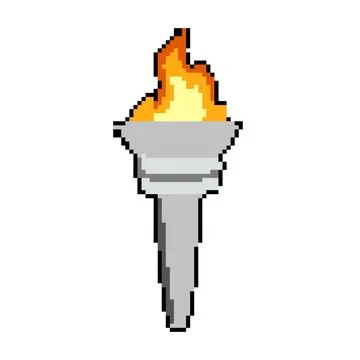 Burn torch fire pixel art vector illustration Stock Illustration
