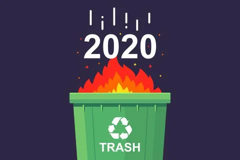 Burn in the trash bin 2020. Stock Illustration