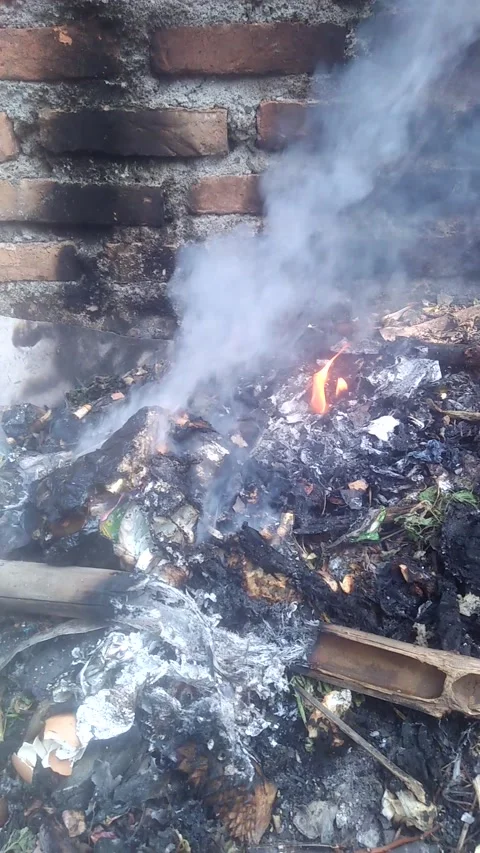 Burn trash in the yard Video stock 208328651