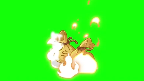 Burn two bags of money 2d animation screen green video full hd 4k Stock Footage