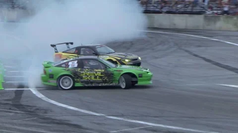 Burn tyre Drift car Video stock 240984319