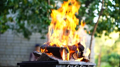 Burn wood in the fire Stock Footage 94831433