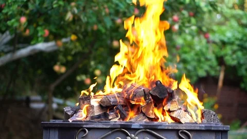 Burn wood in the fire Stock Footage 94831436