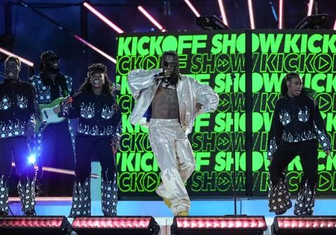  Burna Boy performs pre match entertainment during the UEFA Champions Leag... Stock Photos