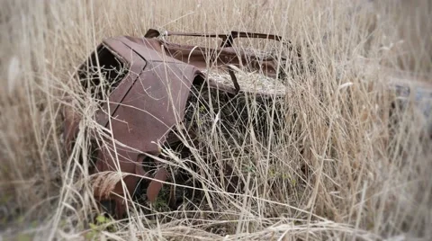 Burned and destroyed car Stock Footage 62211104