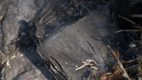 Burned Ashes Smoking Slow Motion Stock Footage 76182345