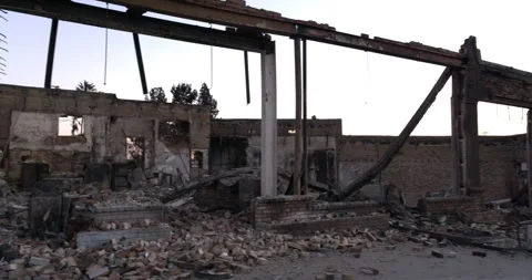 Burned Building and Car Stock Footage 297797366
