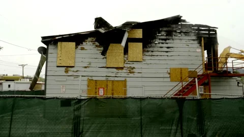Burned Building Construction Site Stock Footage 234082516